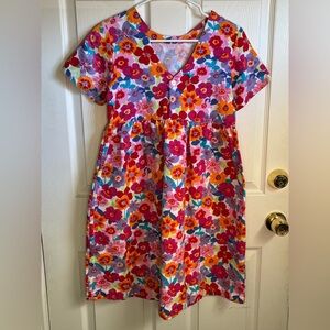 Hanna Andersson Multicolor Floral Dress Size 150 (12) Button Canvas spring
